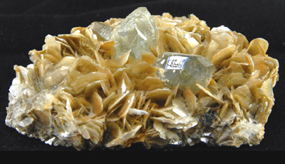 Beryl crystals with yellow mica