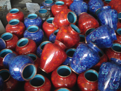 cloisonne workshop gilded and polished vases