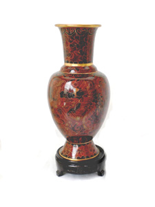 Brown cloisonne dragon vase