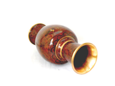 8 inch brown cloisonne peonies vase