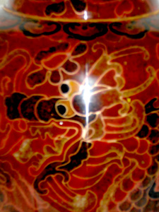 8 inch brown cloisonne peonies vase