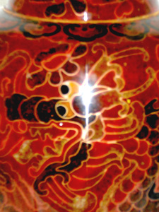 8 inch brown cloisonne peonies vase