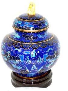 blue cloisonne jar with lid