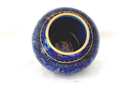 blue cloisonne jar with lid