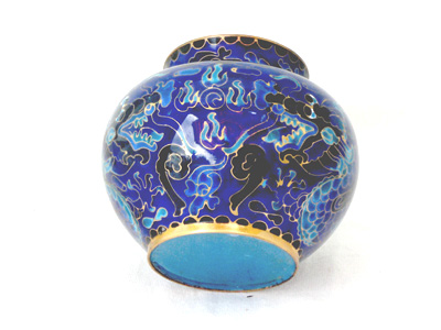 blue cloisonne jar with lid