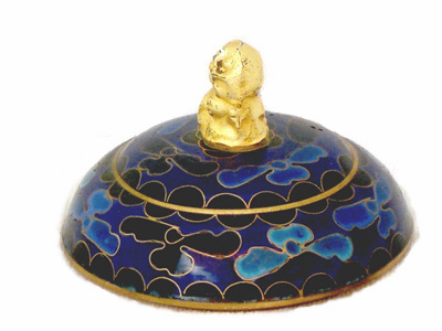 blue cloisonne jar with lid