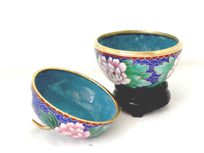 blue apple shaped cloisonne trinket box