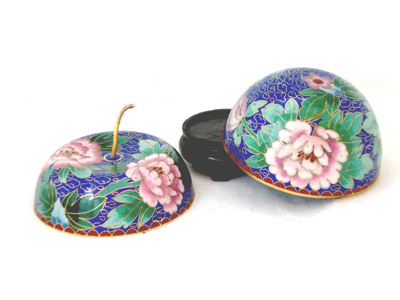 blue apple shaped cloisonne trinket box