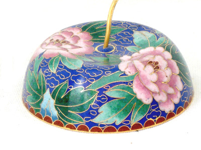 blue apple shaped cloisonne trinket box