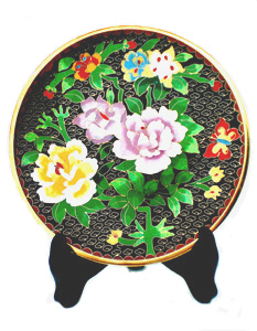 8 inch black cloisonne display plate