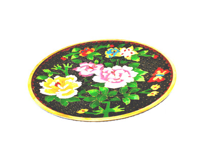 8 inch black cloisonne display plate