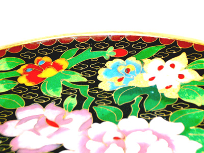 8 inch black cloisonne display plate