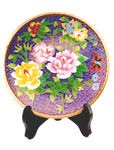 8 inch blue cloisonne display plate