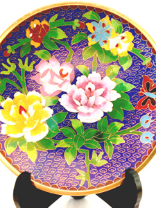 8 inch blue cloisonne display plate