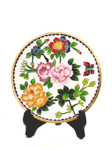 8 inch white cloisonne display plate
