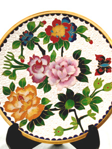 8 inch white cloisonne display plate