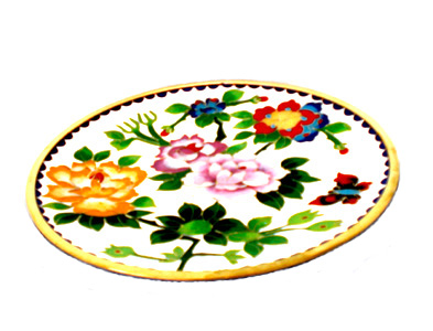 8 inch white cloisonne display plate