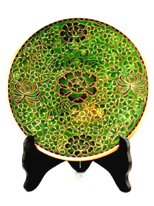 10 inch green cloisonne display plate