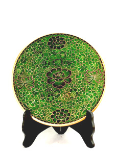 10 inch green cloisonne display plate