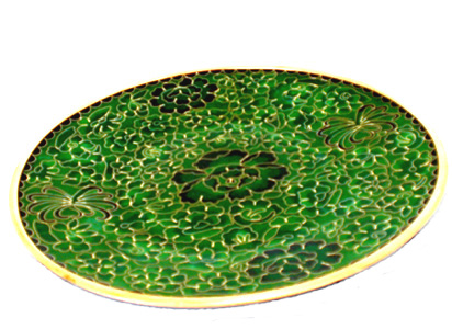 10 inch green cloisonne display plate