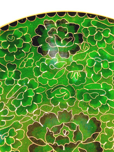 10 inch green cloisonne display plate