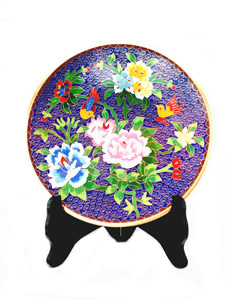 10 inch blue cloisonne display plate
