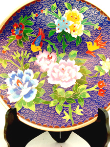 10 inch blue cloisonne display plate