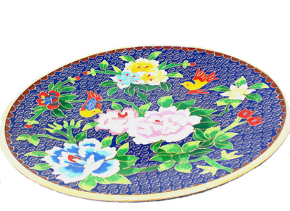 10 inch blue cloisonne display plate