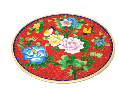 10 inch red cloisonne display plate