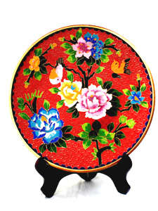 10 inch red cloisonne display plate