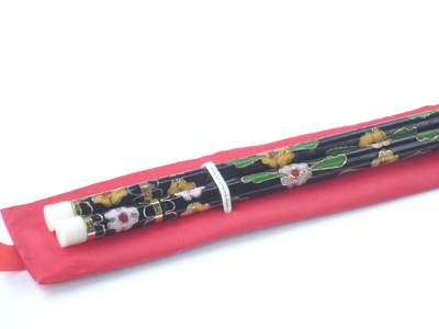 pair of black cloisonne chop sticks