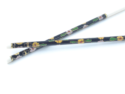 pair of black cloisonne chop sticks