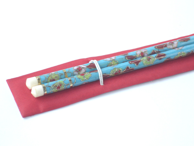 pair of cerulean blue cloisonne chop sticks