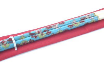 pair of cerulean blue cloisonne chop sticks