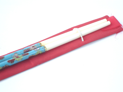 pair of cerulean blue cloisonne chop sticks