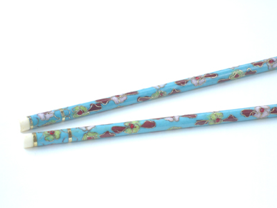 pair of cerulean blue cloisonne chop sticks