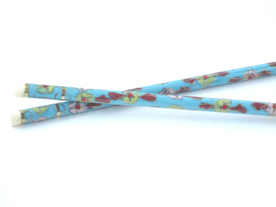 pair of cerulean blue cloisonne chop sticks