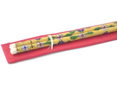 pair of yellow cloisonne chop sticks