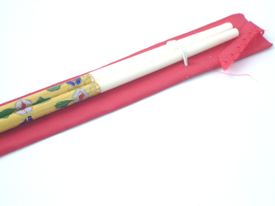 pair of yellow cloisonne chop sticks