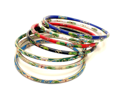 set of 7 cloisonne bracelets