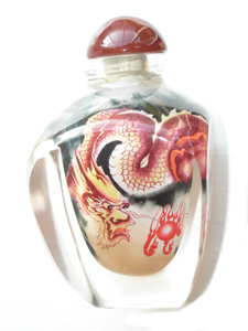 Thick glass inside painting dragon snuff bottle