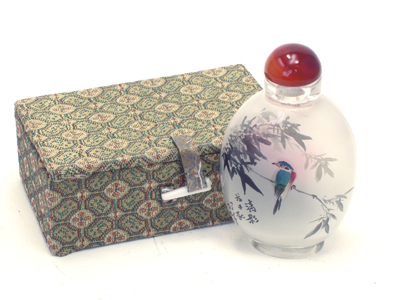 lotuses bamboos birds painting snuff bottle