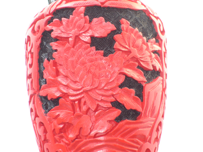 7 inch cinnabar lacquer floral vase