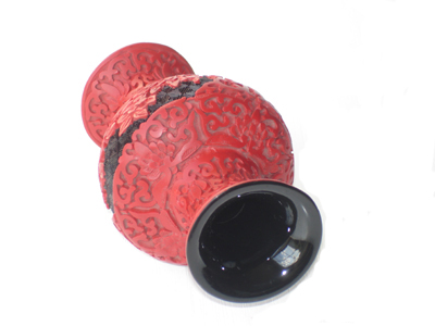 7 inch cinnabar lacquer floral vase