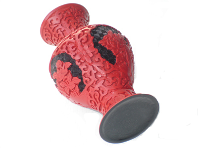 7 inch cinnabar lacquer floral vase