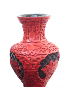 7 inch cinnabar lacquer floral vase