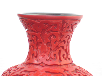 7 inch cinnabar lacquer floral vase
