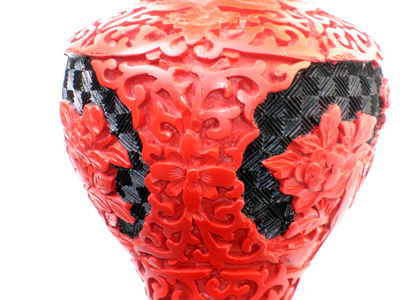 7 inch cinnabar lacquer floral vase