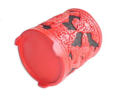 cinnabar lacquer pen holder dragon