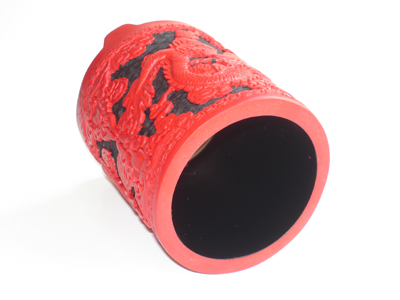 cinnabar lacquer pen holder dragon